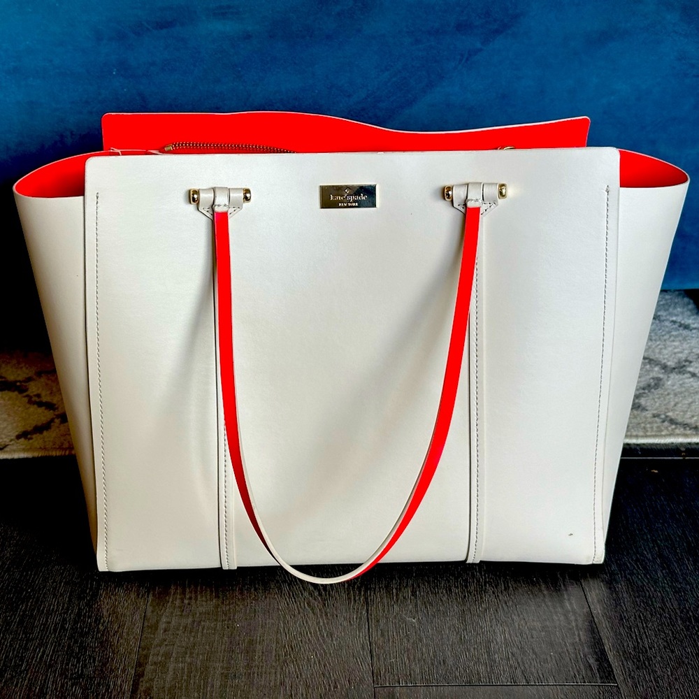 Kate Spade White and Red Laptop Bag